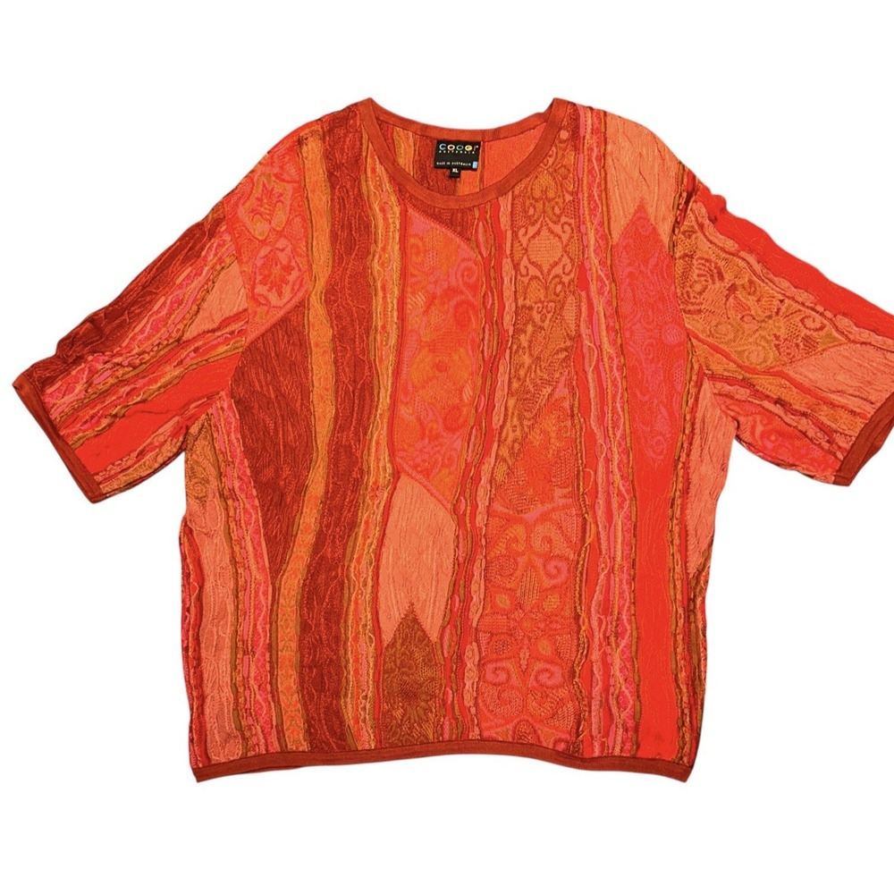Coogi Vintage Sweater Silk 90s Short Sleeve 3D Cable Polo Biggie Hip Hop Sz XL